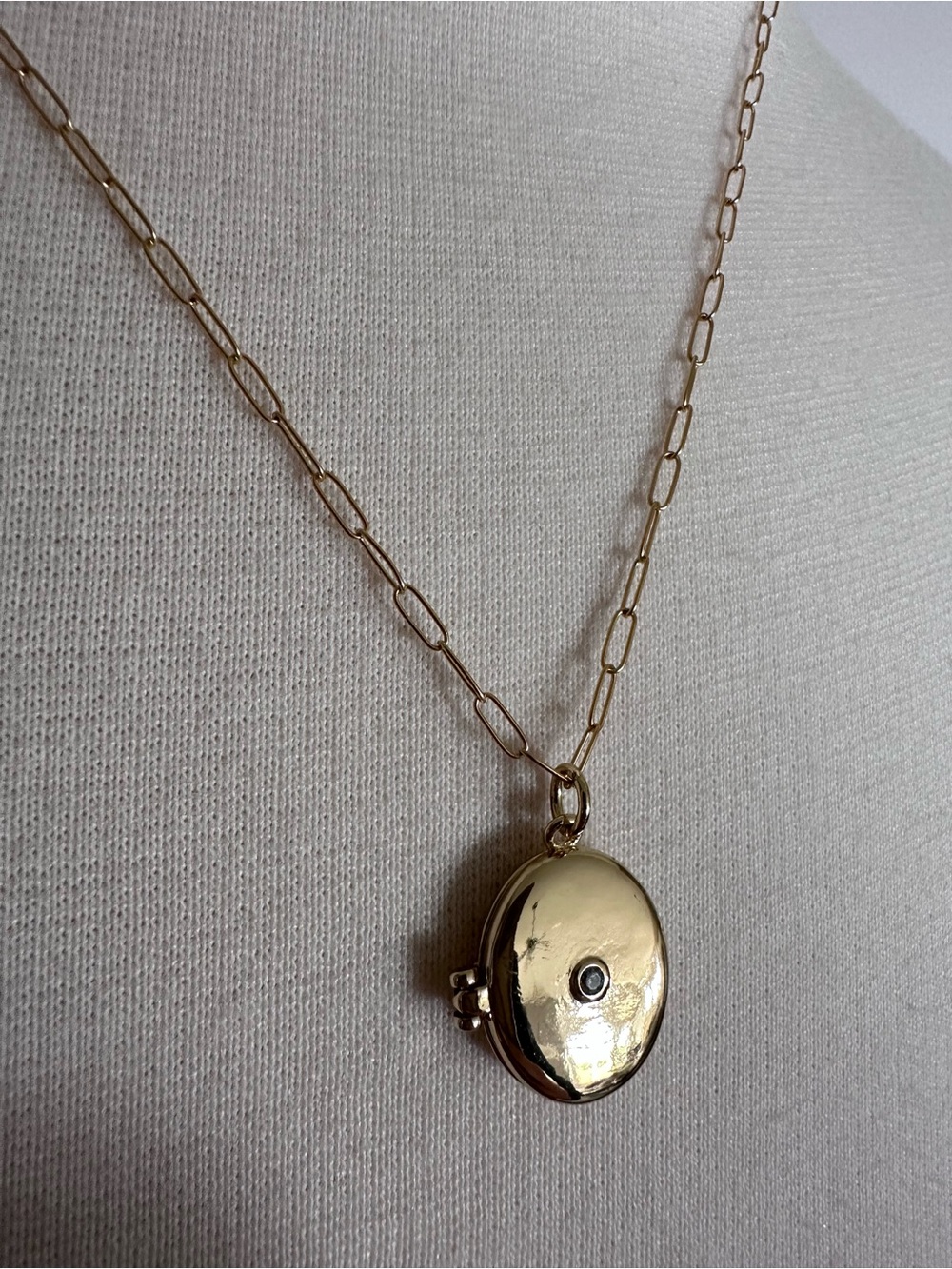 Electric Picks 14kt Gold Plated Oval Locket Necklace Dainty Paperclip 18" Chain
